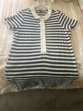 Medium Blue & White Striped Polo Dress